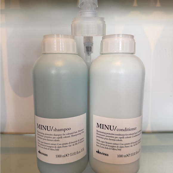 Davines MINU Hair Care Set - New Professional Size Shampoo and Conditioner